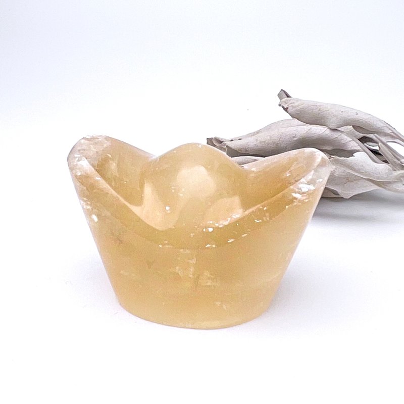 金燦燦。擺件 療癒 招財 l 黃方解石元寶 冰洲石 爆彩 l - 擺飾/家飾品 - 水晶 