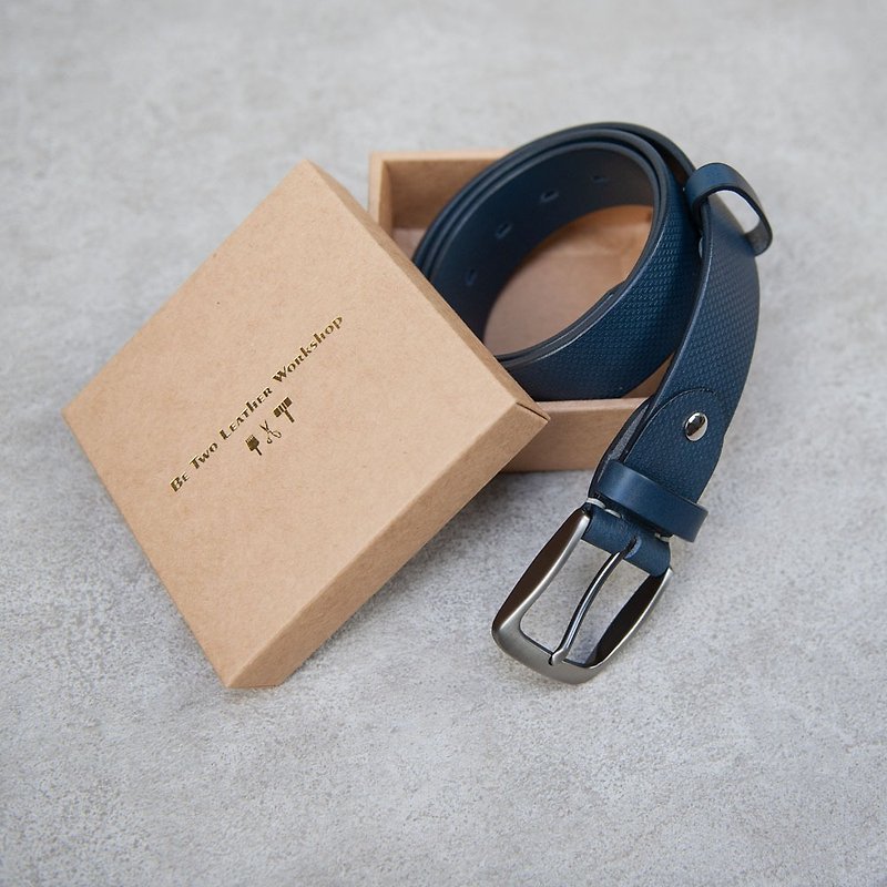 38mm genuine leather belt with cross embossed custom gift stamping - เข็มขัด - หนังแท้ 