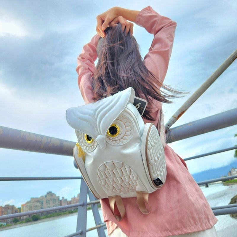 [Taiwan Exclusive Sale] Morn Creations Genuine Owl Backpack (S) White - Backpacks - Other Materials White