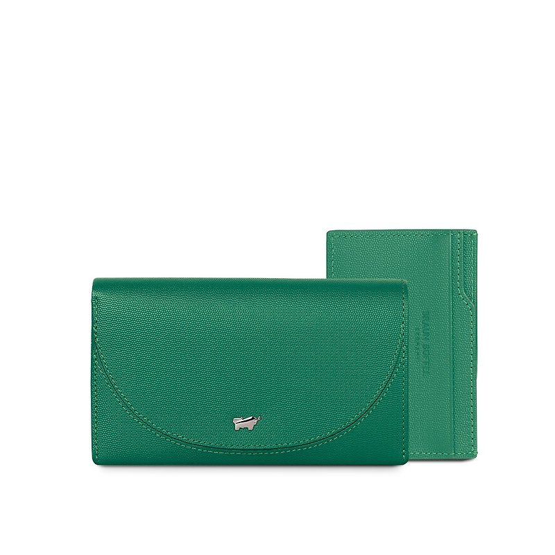 [Free upgrade gift packaging] Xinna A 11 card 2-fold mid-fold - evergreen/BF842-501-EG - กระเป๋าสตางค์ - หนังแท้ สีเขียว