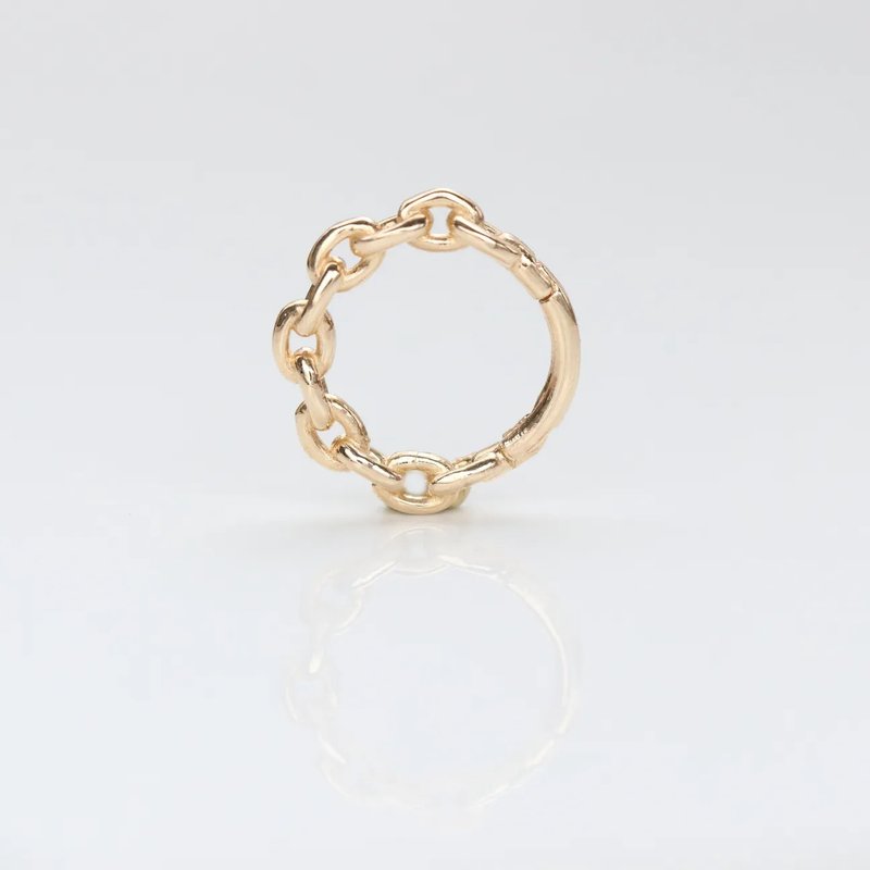 14K 粗練無痕耳扣耳環 (單個) (內徑 7 mm)(Daith)(耳輪) - 耳環/耳夾/耳骨夾 - 貴金屬 金色