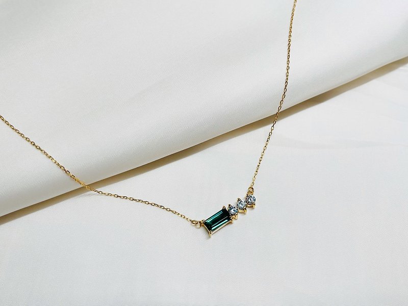 【Moriarty Jewelry】- Green Tourmaline- Sterling Silver Necklace - สร้อยคอ - เงินแท้ 