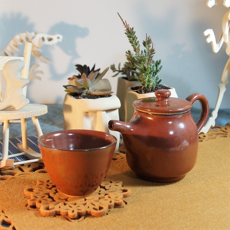 鐵紅茶杯,咖啡杯-容量約90ml - 茶壺/茶杯/茶具 - 陶 紅色