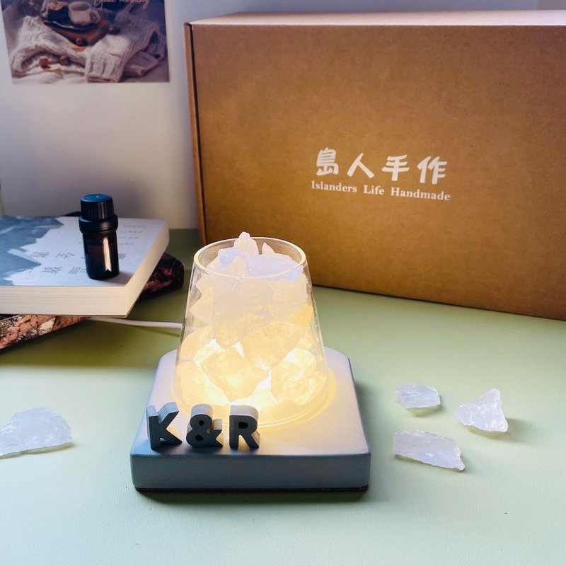 能量擴香水晶山【白水晶的祈福與圓滿】水晶禮盒-(水泥字要加購) - 香氛/精油/擴香 - 水晶 