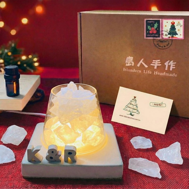 能量擴香水晶山【白水晶的祈福與圓滿】水晶禮盒-(水泥字要加購) - 香氛/精油/擴香 - 水晶 
