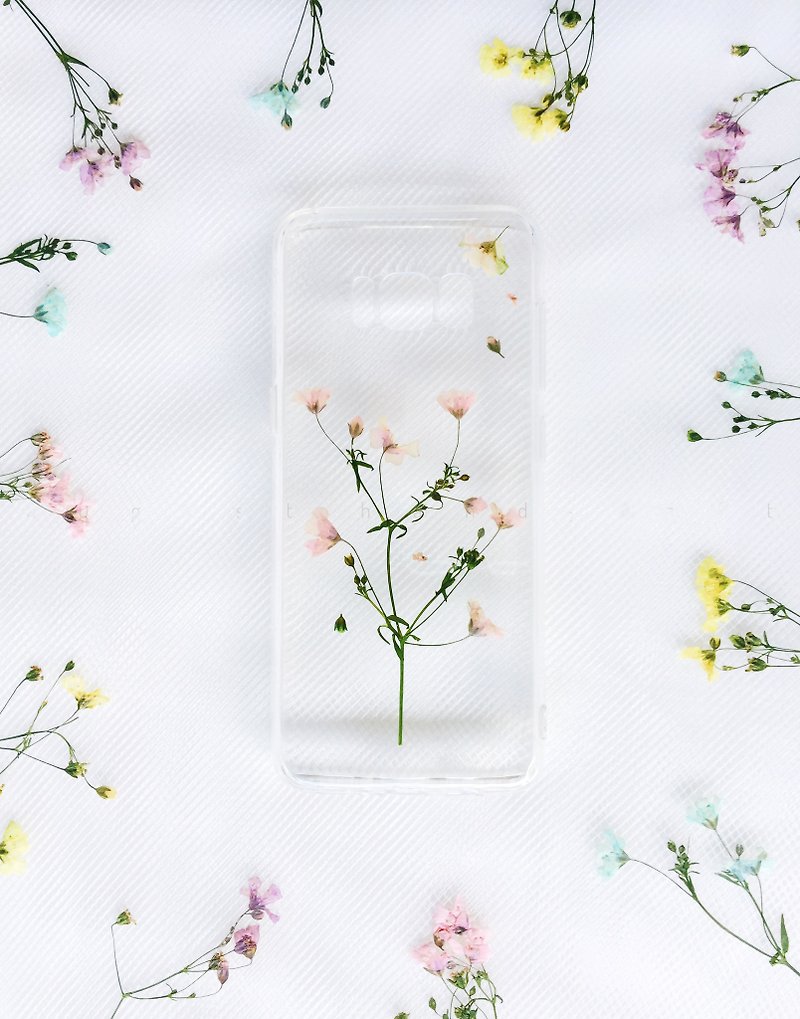清溪粉满 • Handpressed Flower Phone Case - เคส/ซองมือถือ - พืช/ดอกไม้ สึชมพู