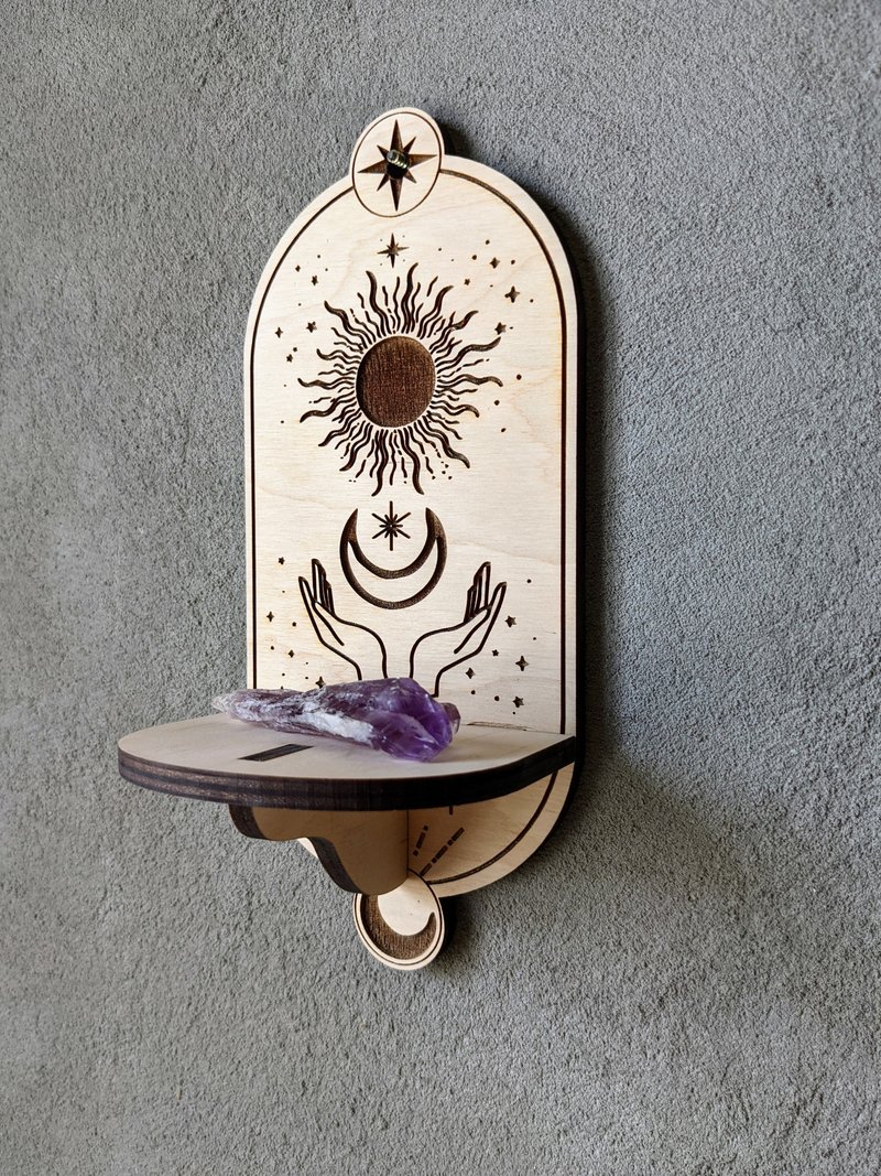 日月壁架 壇架 水晶架 小架木 - 擺飾/家飾品 - 木頭 白色