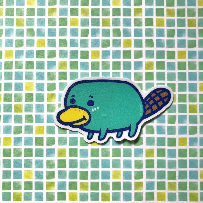 Waterproof sticker-cute platypus fat - สติกเกอร์ - วัสดุกันนำ้ สีเขียว