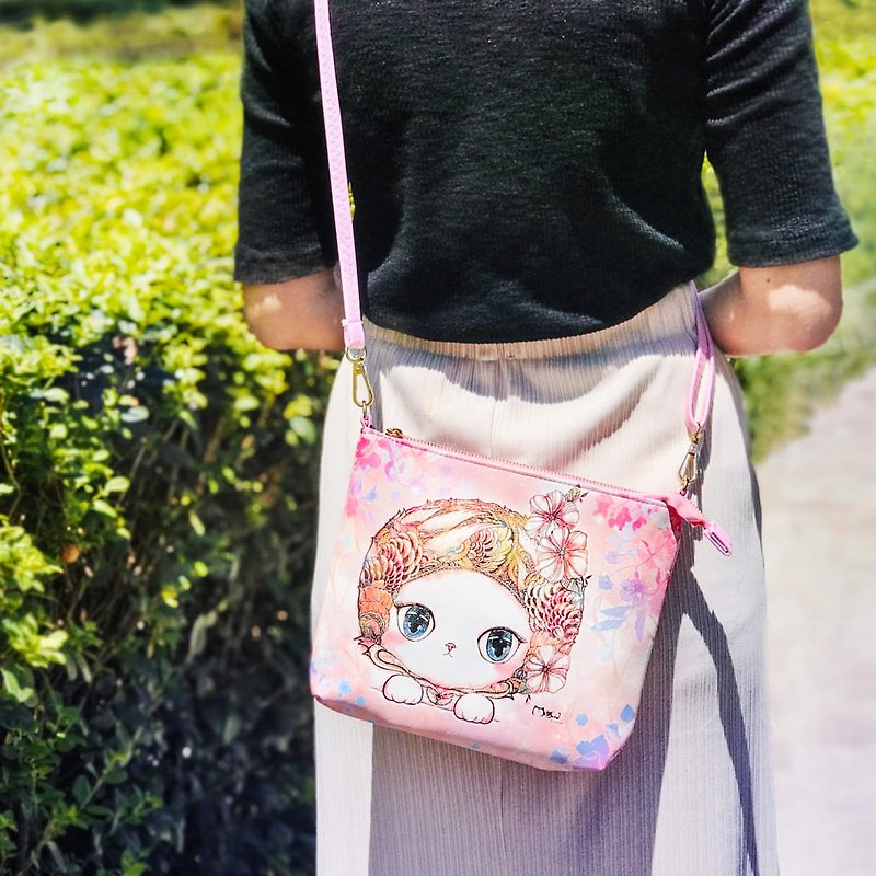 Crossbody bag | Side backpack | Carry-on bag - Nuan Nuan Cai Jiao • Nuan Nuan Mao - Messenger Bags & Sling Bags - Other Materials Pink