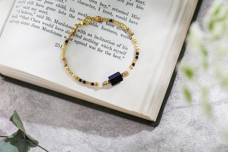 [Series] day and night blue and gold sand brass design Bracelet - wealth of stone - Bracelets - Gemstone Blue
