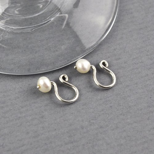GreenRock Jewelry 珍珠U型夾式耳環 純銀