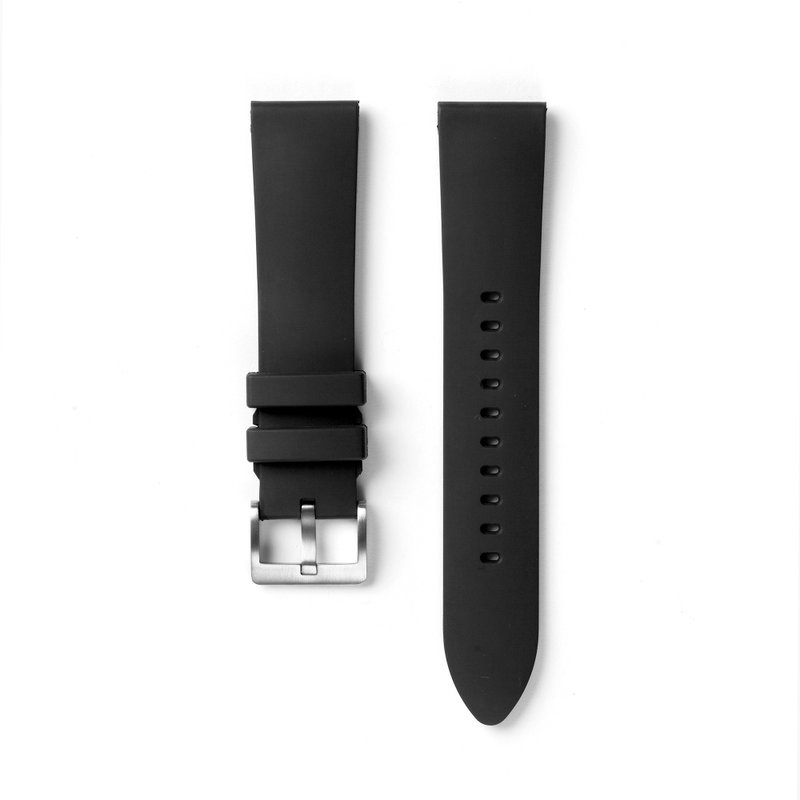 Black fluorine rubber strap 22mm (special for four-degree space mechanical watch) - Watchbands - Rubber Black