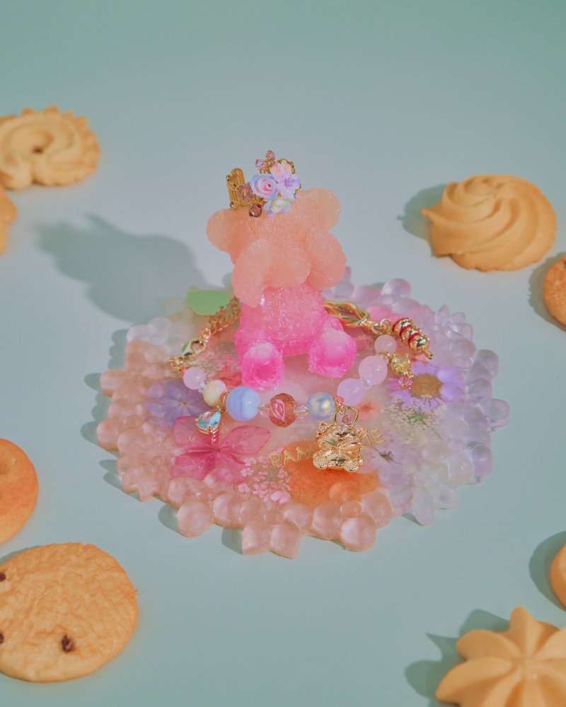 Teddy's Macaroon Frosted Jewellery Plate - Items for Display - Clay Pink