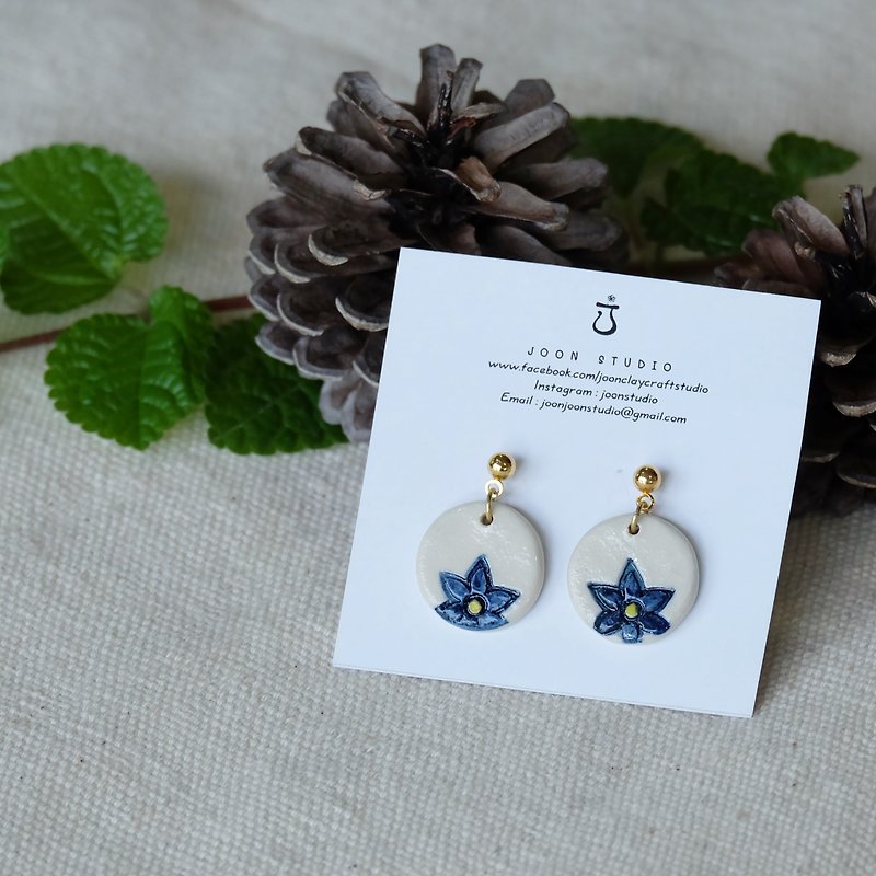 Wooden Earrings - Earrings & Clip-ons - Pottery Blue