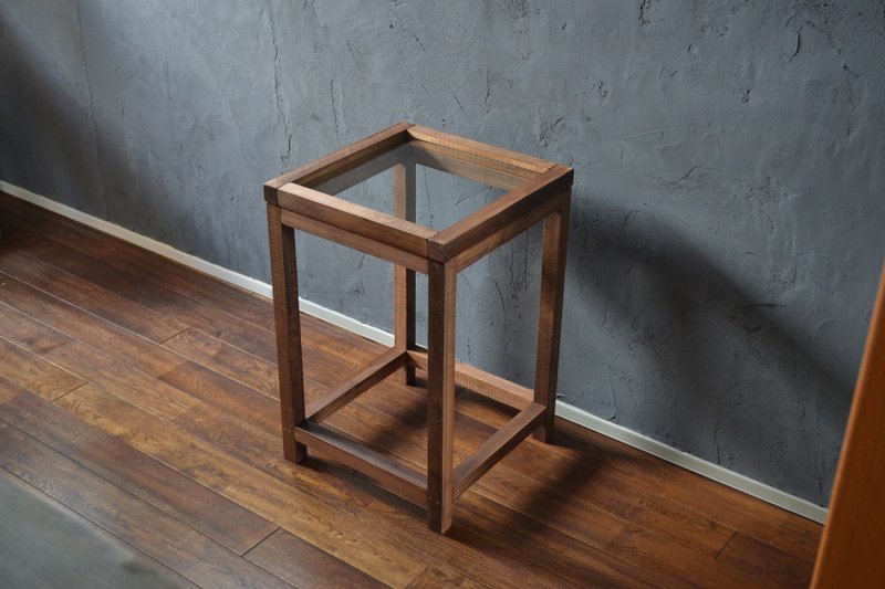 0310mito　木製レトロガラスのコンソールテーブル　サイドテーブル　カフェテーブル　ローテーブル - 餐桌/書桌 - 玻璃 咖啡色