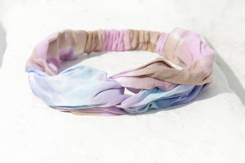 Christmas gifts Christmas market exchange gifts limited a handmade hair band / French hair band / double knot hair band / elastic hair band / handmade cotton hair band / gradient hair band - summer fruit colorful gradient of rainbow - เครื่องประดับผม - ผ้าฝ้าย/ผ้าลินิน หลากหลายสี