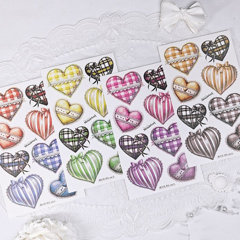 Fabric heart paper sticker - 貼紙 - 紙 