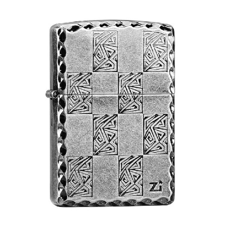 【ZIPPO官方旗艦店】 英倫風格子(仿古銀)防風打火機 ZA-1-10A - 其他 - 銅/黃銅 銀色
