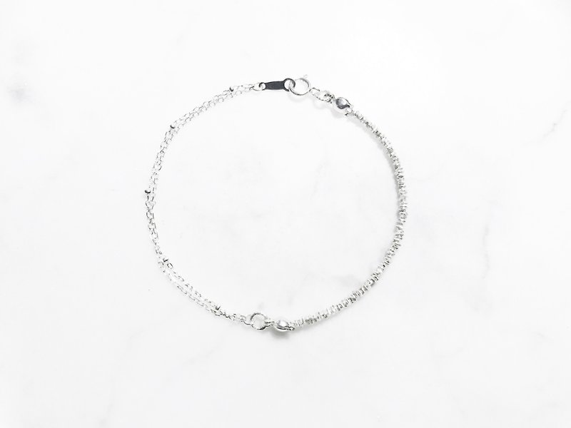::Silver Quartet :: Basic Asymmetric Double Chain Broken Silver Bracelet (2.0) - Bracelets - Silver 