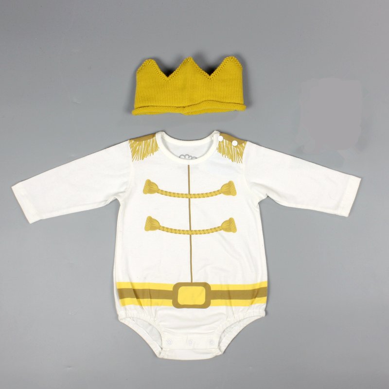 白馬王子長袖連身衣 MIT(含皇冠) - 其他 - 棉．麻 黃色