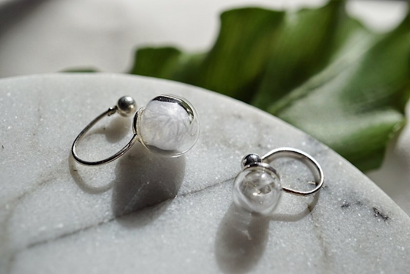 Feather Glass Bubble Ear Clip - Earrings & Clip-ons - Glass White
