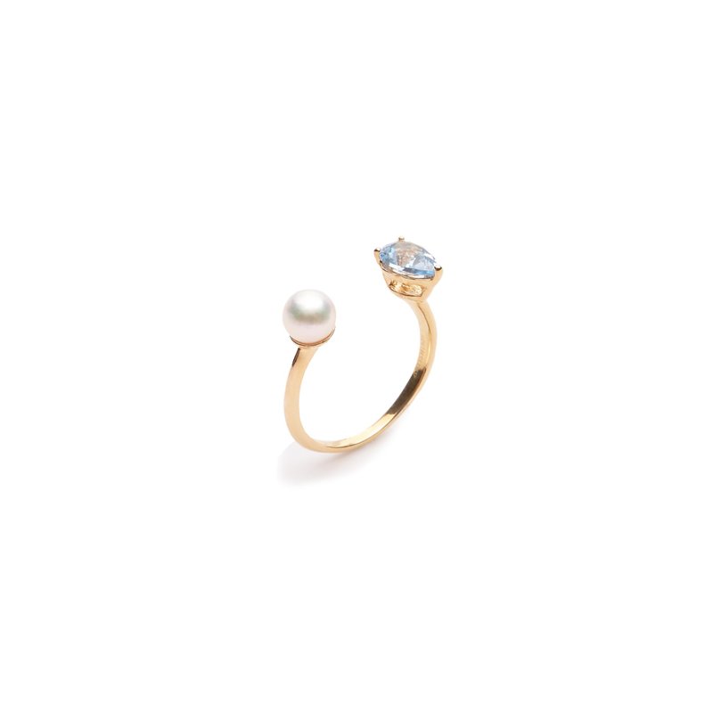 持之以恆珍珠開口戒指 925銀厚鍍18K金 Ditta Pearl Ring - 戒指 - 純銀 金色