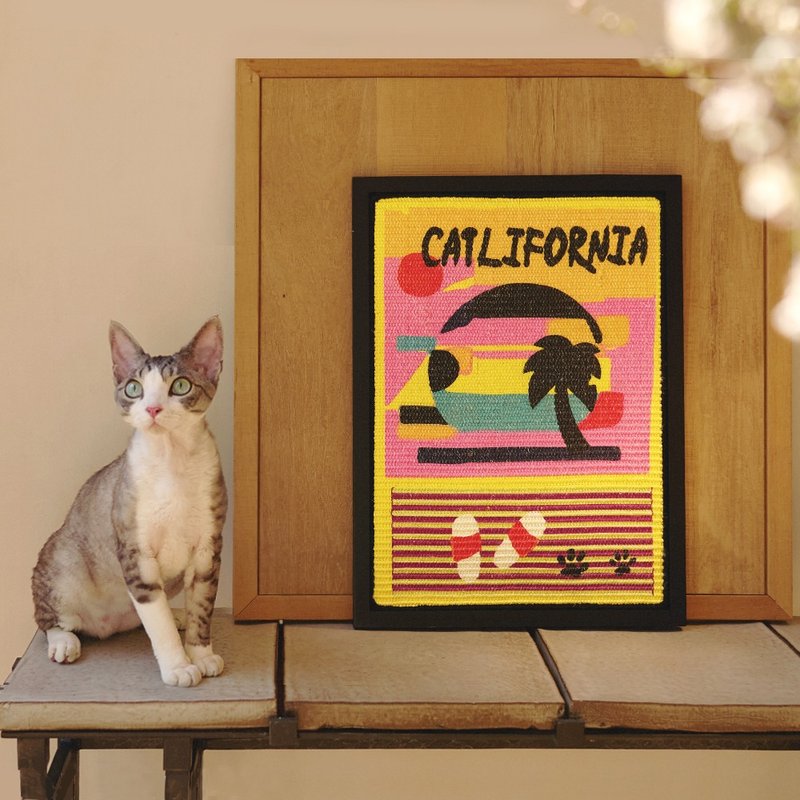 Purrre | 貓咪天然劍麻墊貼牆貓抓板不掉屑裝飾藝術畫 - 貓/狗玩具 - 棉．麻 橘色