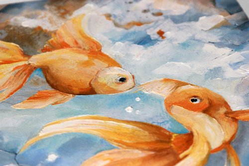 原画　金魚　絵画　動物画　アクリル画　現代アート　一点物　手描き 500x0.jpg
