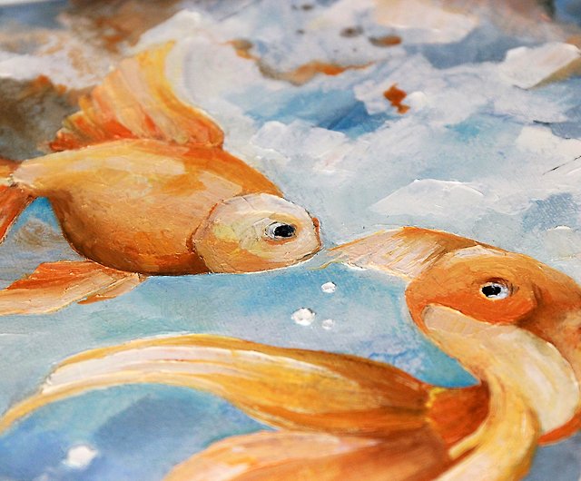 金魚画、魚、手描き、原画、油絵、魚絵 - ショップ AlyonArt ポスター