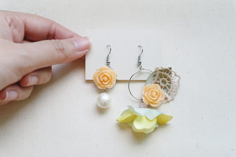 Fantasy Series - Lemonade Orange Flower Earrings Hook, Gift for Her - Earrings & Clip-ons - Plants & Flowers Yellow