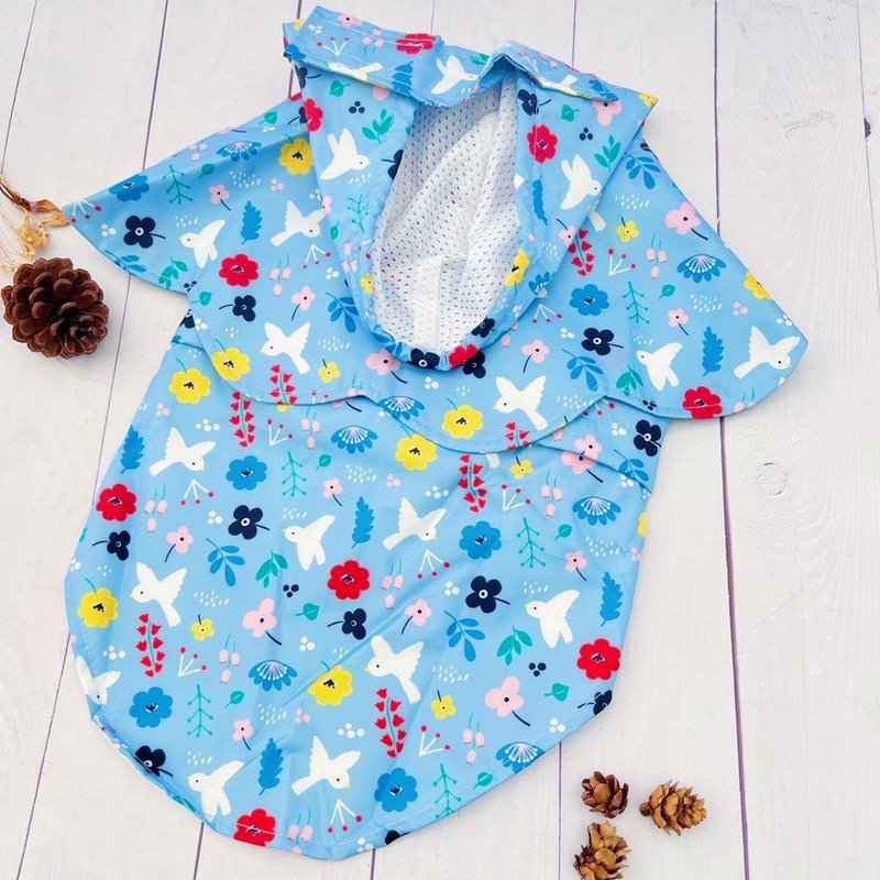 Blue Bird three-piece floral raincoat XL/FL - ชุดสัตว์เลี้ยง - วัสดุอื่นๆ 