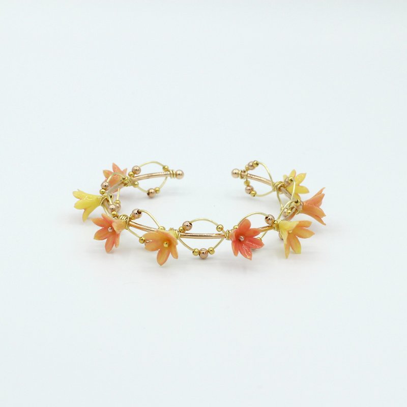 Great resin clay Pamycarie 925 silver plated 14K gold and copper wire bracelets - Bracelets - Clay Orange