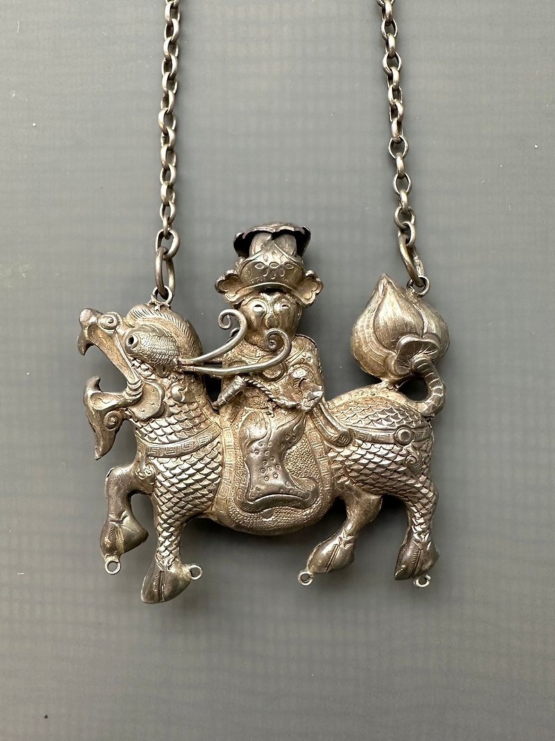 Silver Unicorn Knight Pendant (excluding chain) (Old piece) - Charms - Other Metals 