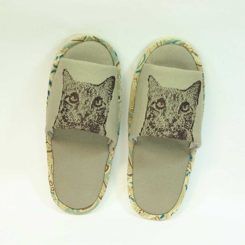 Embroidery indoor cat dragged 08- - Women's Casual Shoes - Cotton & Hemp Green