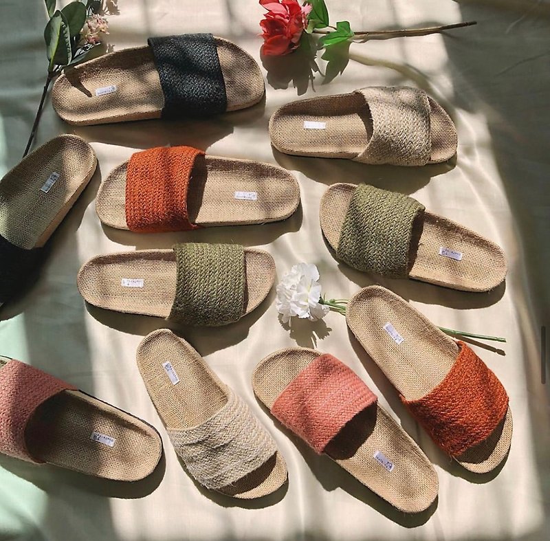 Jute-Sack Sandals Handmade - Slippers - Other Materials White
