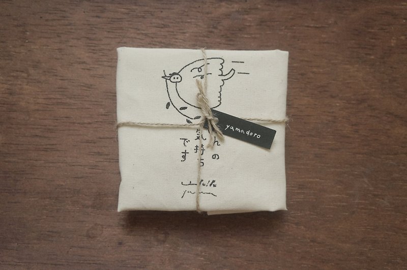Bird's mind _ bundle pocket lunch bag - กระเป๋าเครื่องสำอาง - ผ้าฝ้าย/ผ้าลินิน ขาว