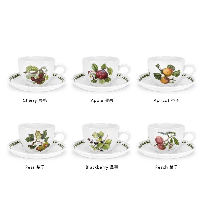 Botanic Pomona水果系列-200ml咖啡杯盤(6入套組) - 咖啡杯/馬克杯 - 瓷 白色