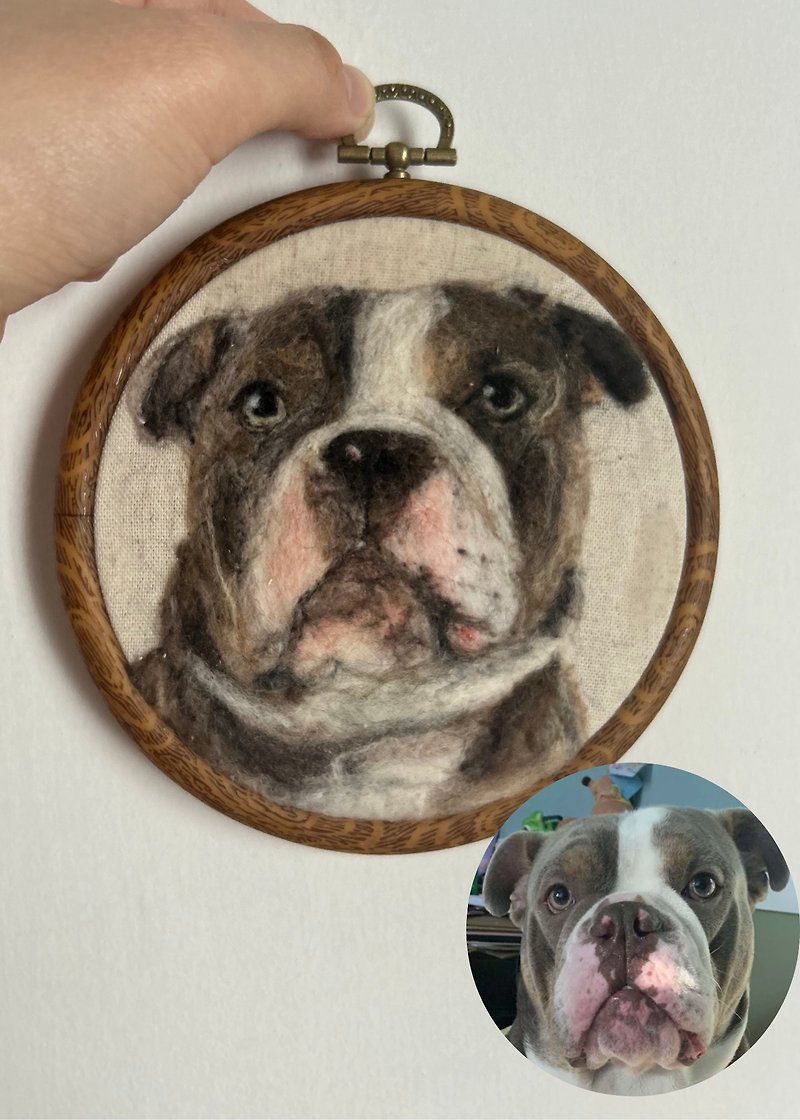 Personalized Wool Felted Pet Dog Portrait 20cm - ภาพวาดบุคคล - ขนแกะ สีนำ้ตาล