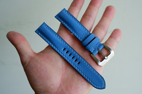Isaac手工錶帶 寶藍色山羊皮 Isaac手工錶帶 尺寸可客製 applewatch也可訂製