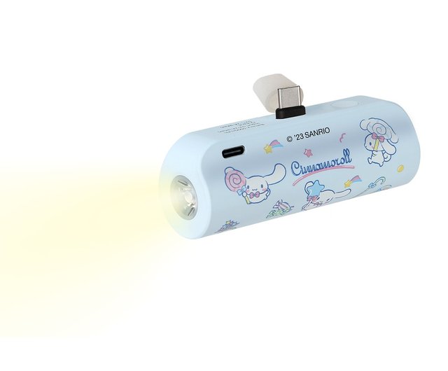 バッテリィズ シナモロール シナモン 5000mAh ポータブル充電式バッテリーと懐中電灯 - シナモロール