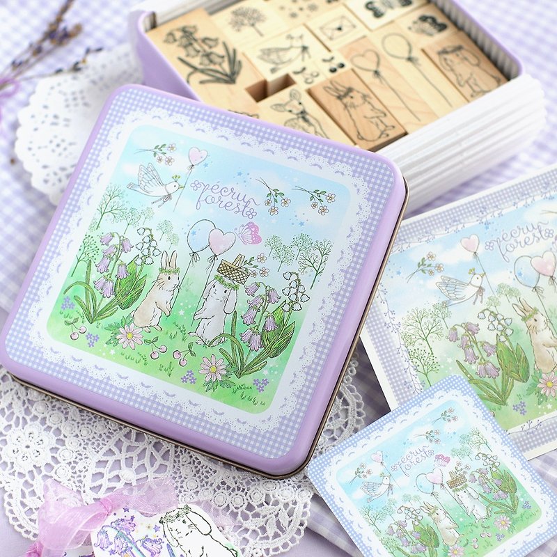 Ekuryu no Mori Flower Festival Series [Full stamp set 23-27 items] Canned items New Year's cards Christmas cards Postcards Rabbit Drooping ears Animals Flowers 23 items French - Stamps & Stamp Pads - Rubber Purple