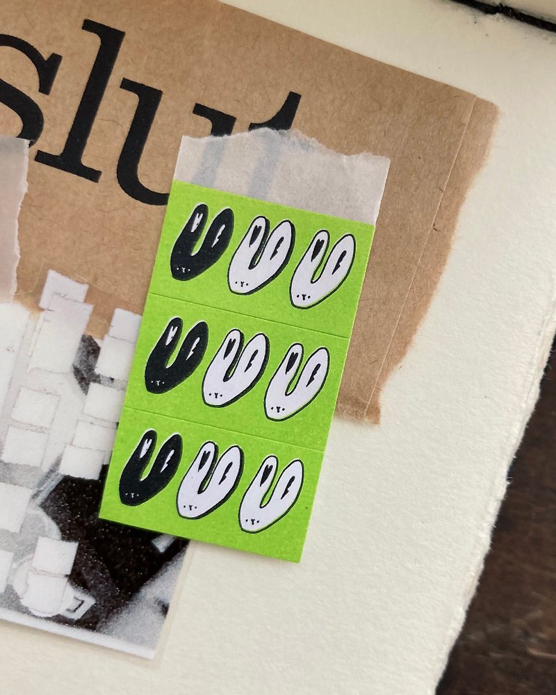 Me Rabbit - mini stickers roll - สติกเกอร์ - กระดาษ สีเขียว