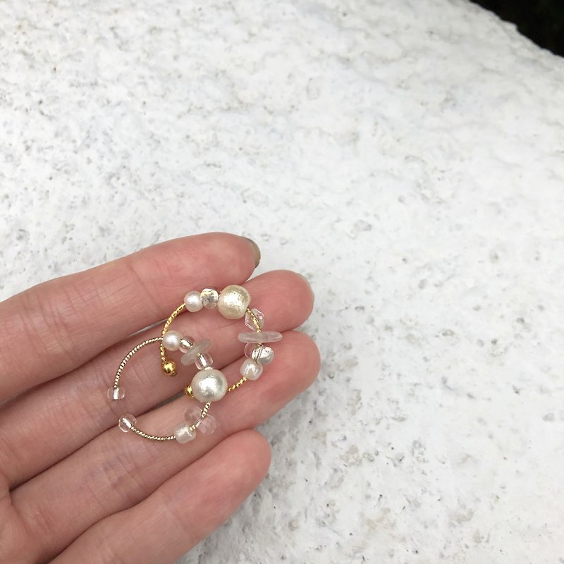 天然石棉棉珠玻璃珠戒指 - 戒指 - 其他材質 多色