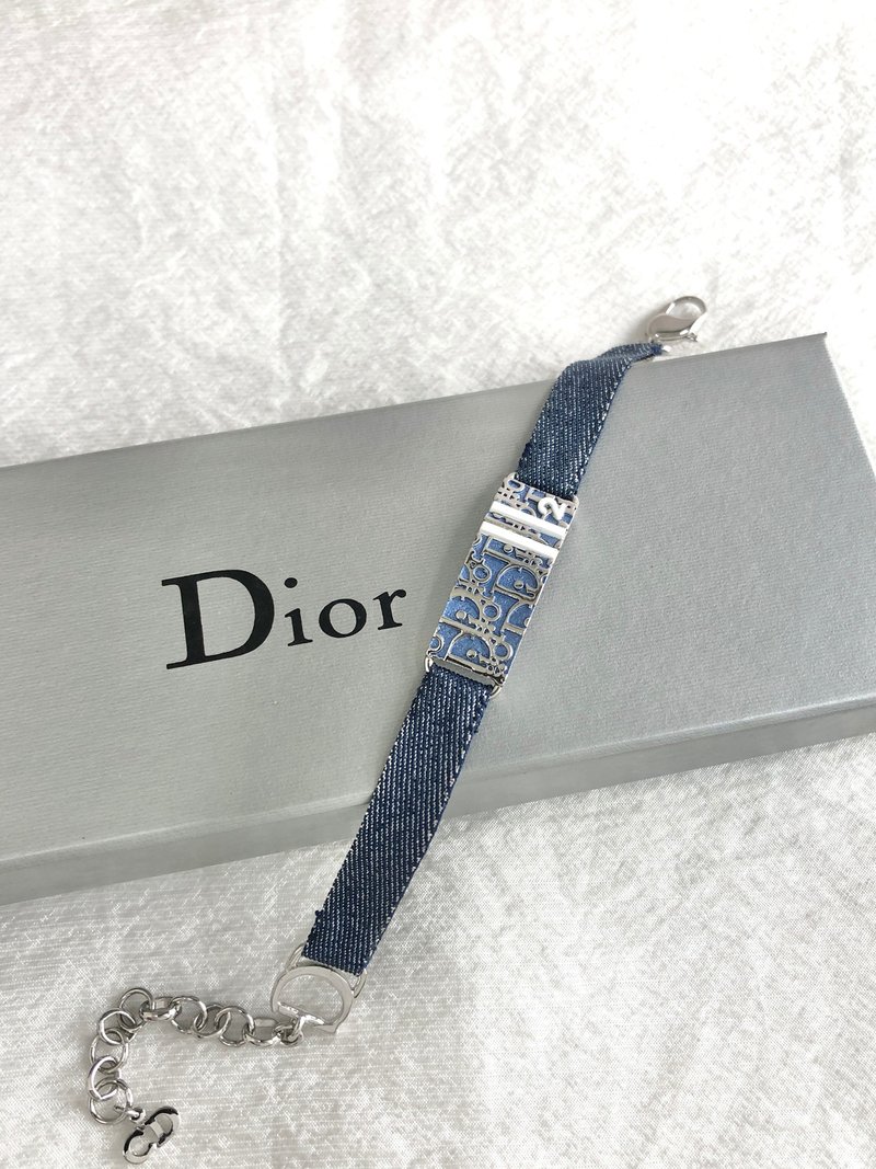 【 日本直送　名牌中古包 】Christian Dior クリスチャン ディオール トロッター ブレスレット インディゴ デニム vintage pi5w53 - 手鍊/手環 - 棉．麻 藍色