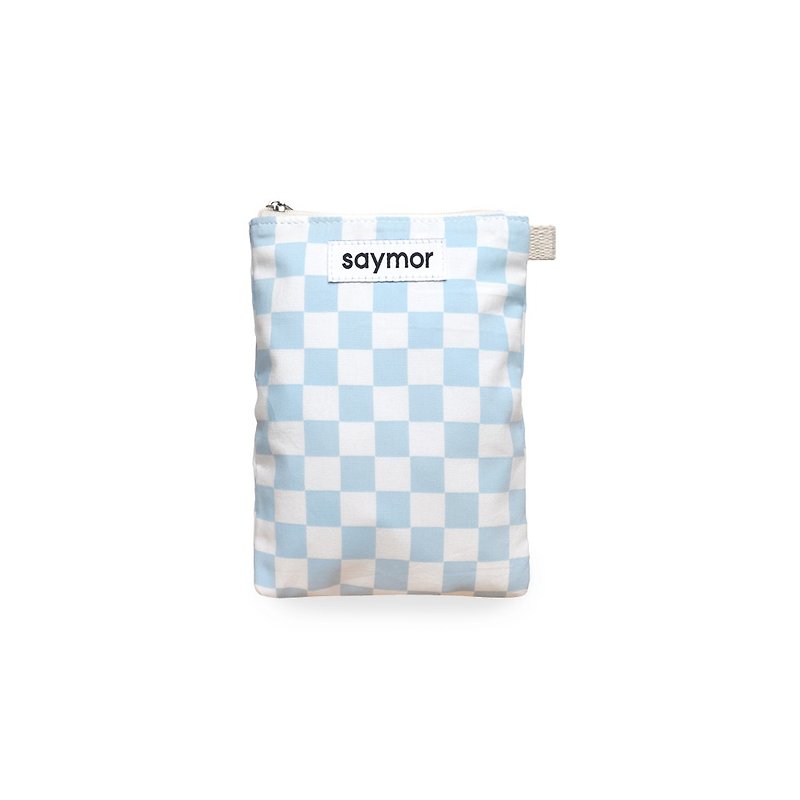Flat pouch_checker sky blue - Toiletry Bags & Pouches - Other Materials Multicolor