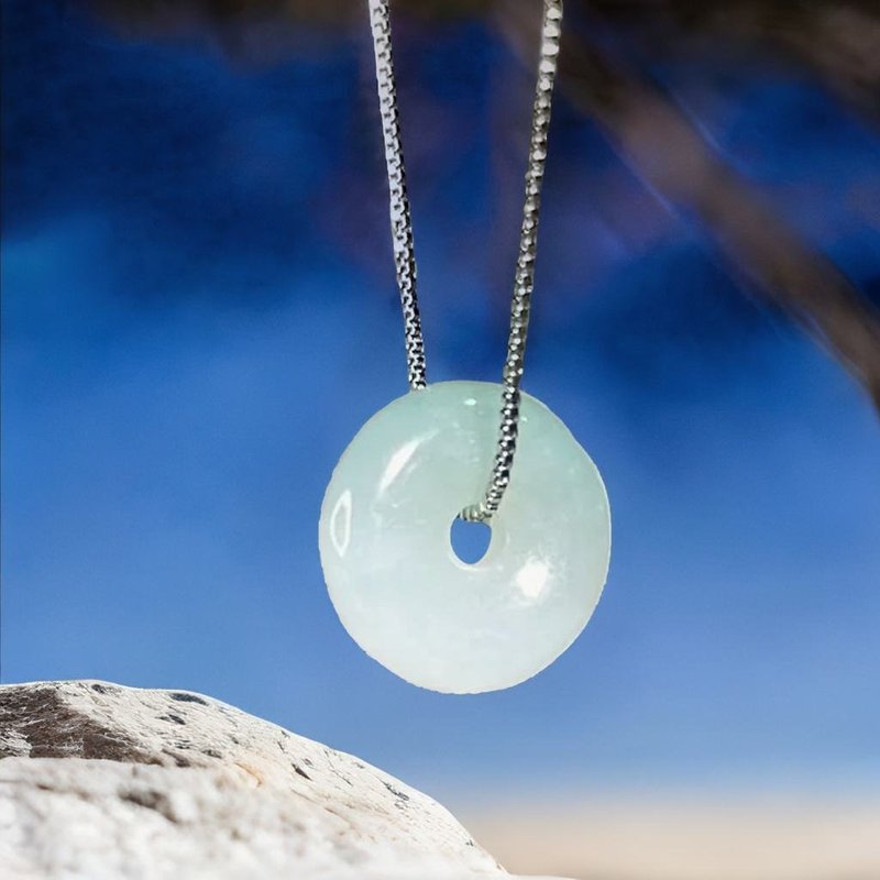 [May ‧Peace] Green Jade Peace Buckle Pendant | Natural Burmese Jade A-grade | Gift - พวงกุญแจ - หยก สีใส