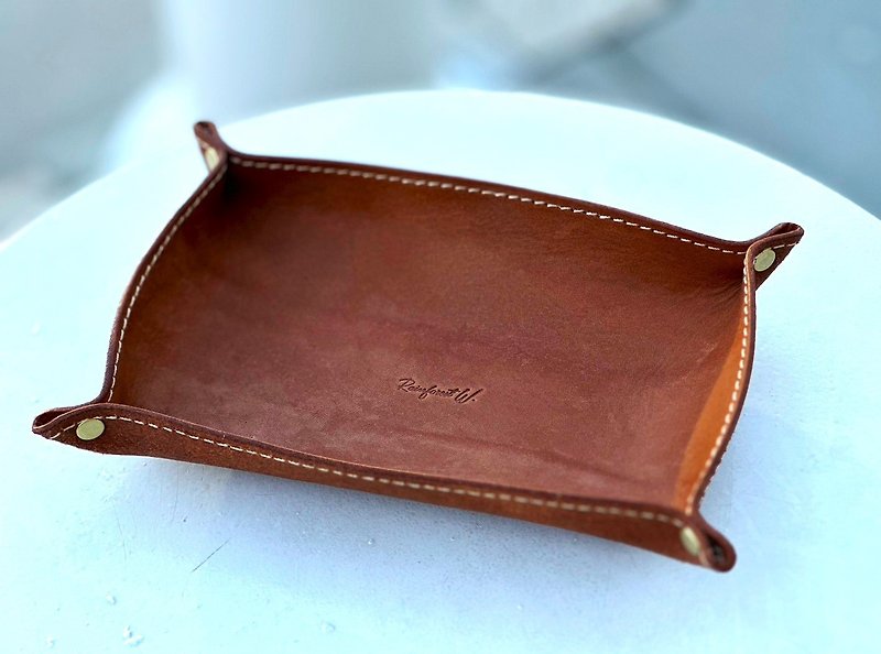 【Handmade Leather】Storage Leather Tray - Storage - Genuine Leather Brown