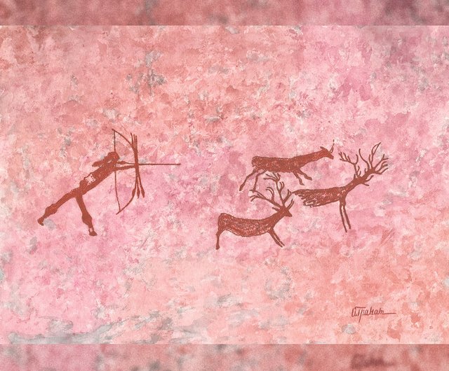 森の子鹿ハンドメイドパステル画絵画アート原画