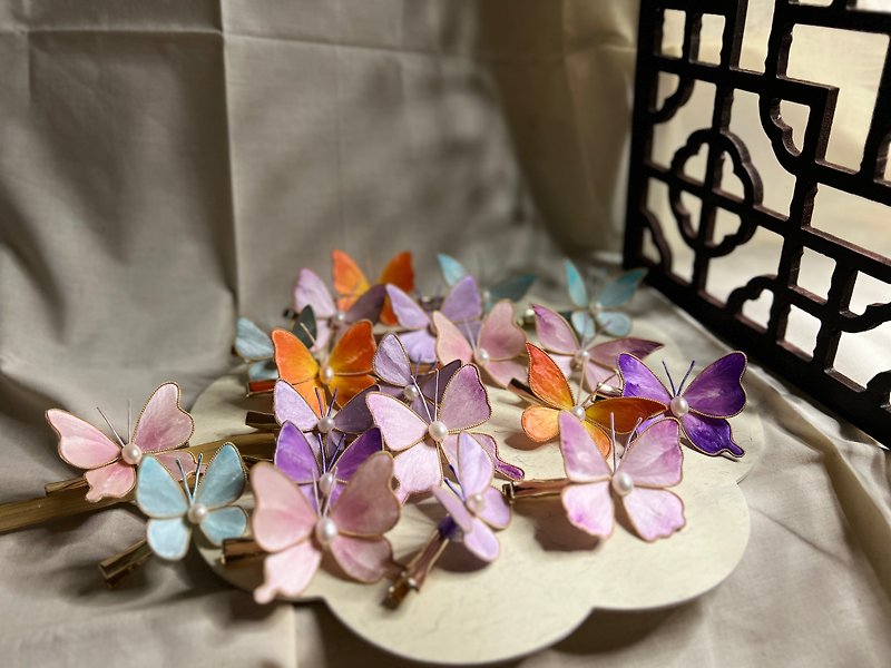 フィリグリー蝶ベルベットの花 - ヘアアクセサリー - 刺しゅう糸 