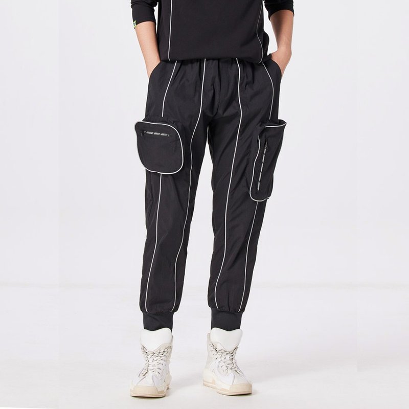 【秋冬ファッション新】レジャースポーツポケット束あまり足工装ズボンの男性線ズボン - パンツ メンズ - その他の素材 ブラック